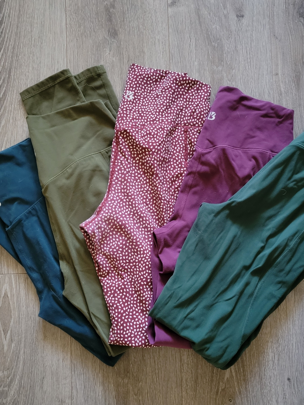 BuffBunny Mixed Leggings Set in Burgundy, Olive, Teal, Forrest, Red Bossy - Picture 2 of 2